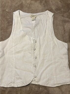 Rachel Zoe White Linen Button-Front Women's Tunic Vest